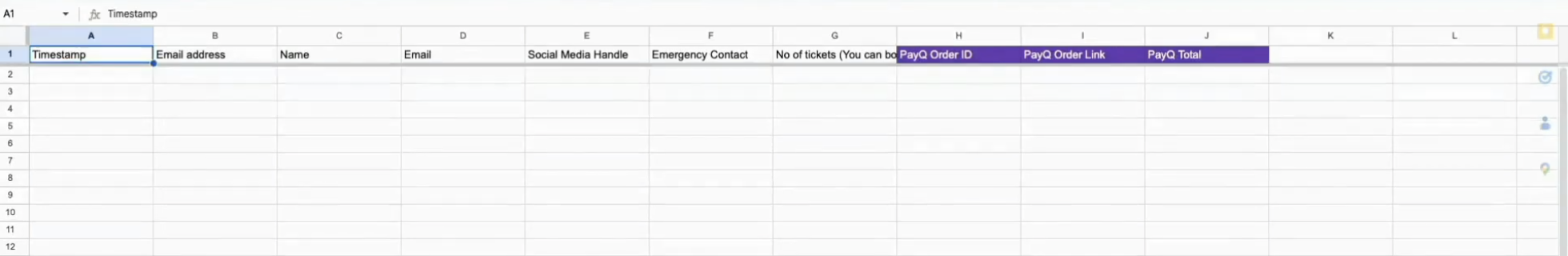 Checkout Sheet
