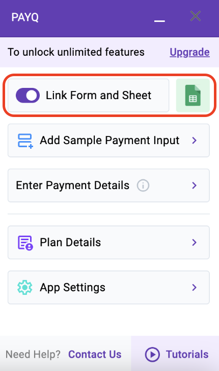Link Google Sheet